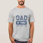 T-shirt Papa de trois Varsity Style personnalisable (Devant)