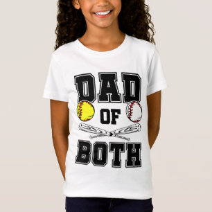 T-Shirt Papa Des Deux Papa De Ballers Drôle Baseball Softb
