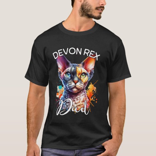 T-shirt Papa Devon Rex chat Devon Rex (Devant)