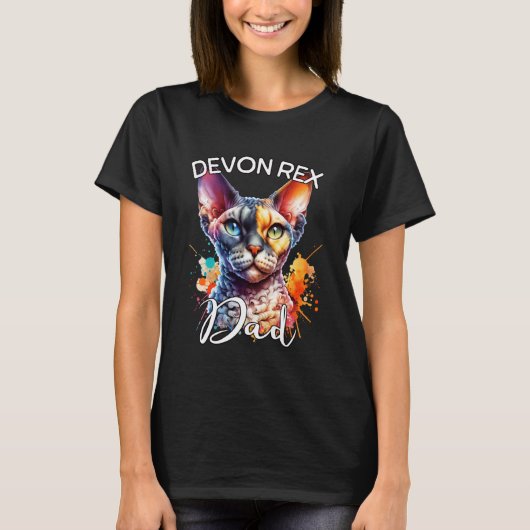 T-shirt Papa Devon Rex chat Devon Rex (Devant)
