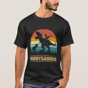 T-shirt Papa Dinosaur Daddysaurus 2 Deux Enfants Drôle Pèr