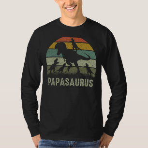 T-shirt Papa Dinosaur T Rex Papasaurus 4 enfants Family Ma
