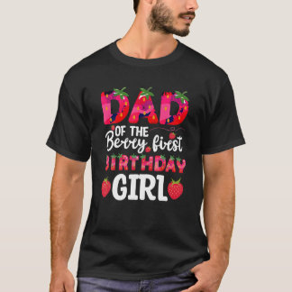 T-shirt Papa Du Berry Premier Anniversaire Fraise Fille Ma