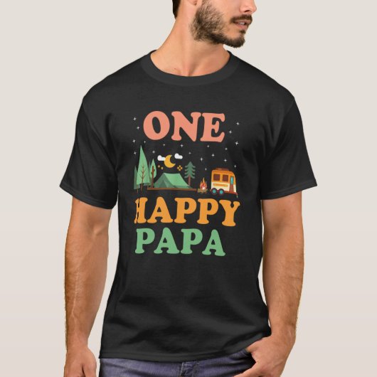 T-shirt Papa du Happy Camper One Happy Papa Camping (Devant)