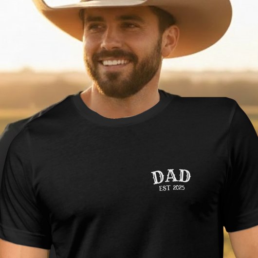 T-shirt Papa Est 2025 Texte Gras