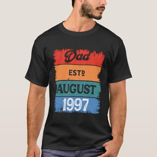 T-shirt Papa Est Août 1997 Fier Papa Best Daddy Classic (Devant)