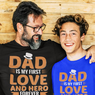 T-shirt Papa est Mon premier amour et Héros pour toujours