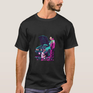 T-shirt Papa et fille réparent la voiture rétro pop mécani