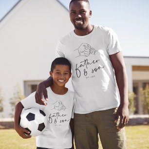 T-shirt Papa et fils qui se tapent dans la main Papa