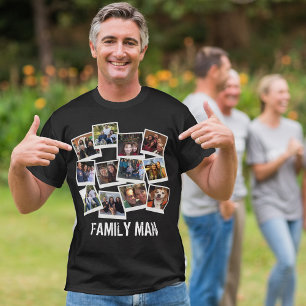 T-shirt Papa Family Homme Photo Collage Instant Photo Dark