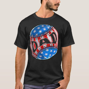 T-shirt Papa fier de baseball Drapeau américain Baseball S