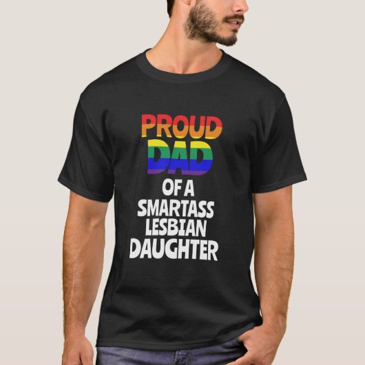 T-shirt Papa fier d'un cadeau lesbien LGBT de fille (Devant)