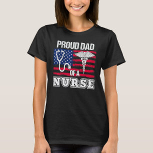 T-shirt Papa fière d'une infirmière soignant le drapeau am