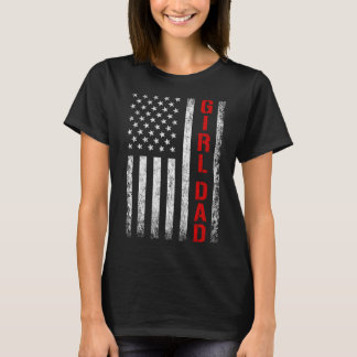 T-shirt Papa Fille Papa De Filles Drapeau Usa Fête Des Pèr