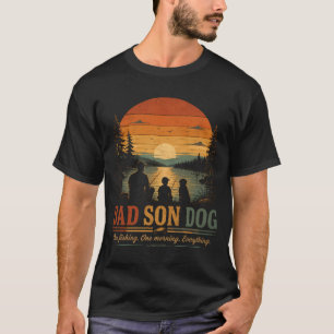 T-shirt Papa Fils Chien Pêche Matin