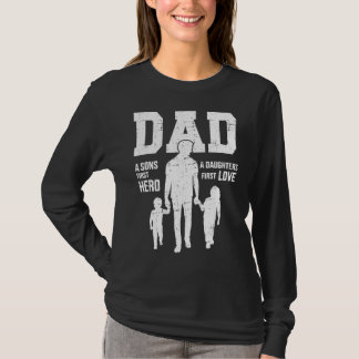 T-shirt Papa Fils Premier Héros Fille Amour Pour La Fête d