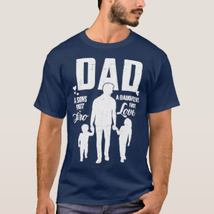 T-shirt Papa fils premier héros filles amour pour la fête 