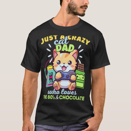 T-shirt Papa Fou Chat Qui Aime Jouer Chats Chocolat & The (Devant)