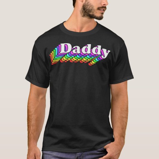 T-shirt Papa, Gay Daddy Bear, Retro Lgbt Rainbow, Lgbtq P (Devant)