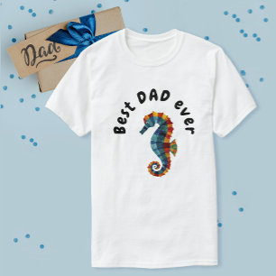 T-shirt Papa génial couleur arc-en-ciel hippocampe marin a