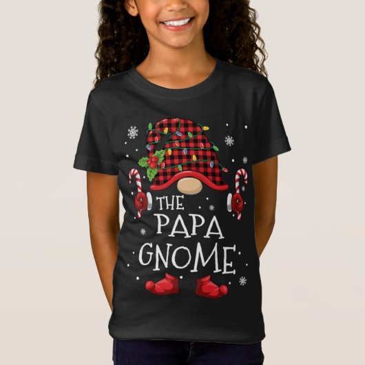 T-Shirt Papa Gnome Buffalo Plaid Christmas Tree Family Xma (Devant)