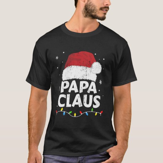 T-shirt Papa Grandpa Claus Lights Family Pajama (Devant)
