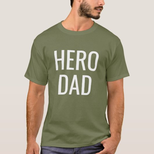 T-shirt Papa Hero Téméraire Texte (Devant)