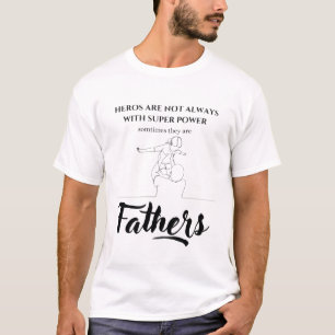 T-shirt Papa héros sans cape ligne art pour la fête des pè