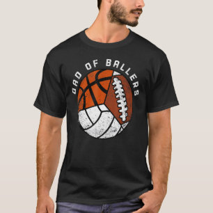 T-shirt Papa Homme De Ballers Volley-ball Basketball Foo