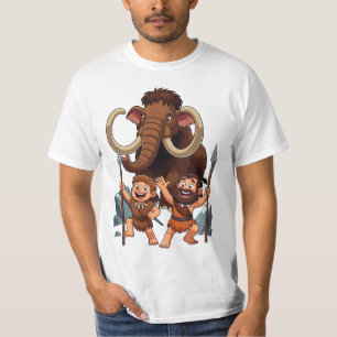 T-shirt Papa homme des cavernes et fils chasse au mammouth