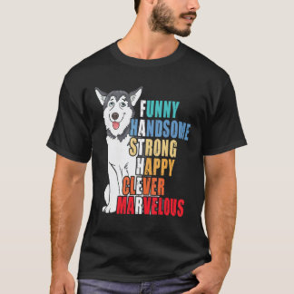 T-shirt Papa Husky Drôle Husky Beau et Fort Fête des Pères