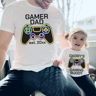 T-shirt Papa joueur date tenue assortie père enfant jeux v