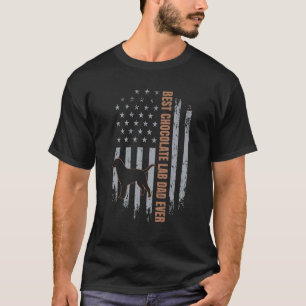 T-shirt Papa Labrado retriever au Chocolat Drapeau América