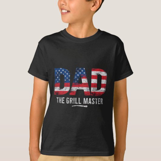 T-shirt Papa Le Grill Master Drapeau Américain (Devant)