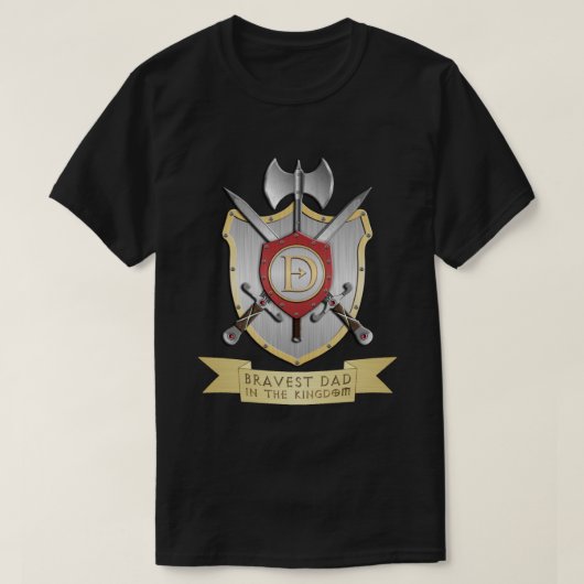T-shirt Papa le plus courageux dans le royaume Crest (Design devant)