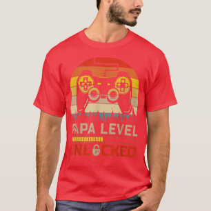 T-shirt Papa Level Unlocked Retro Vintage Gamer Video Game