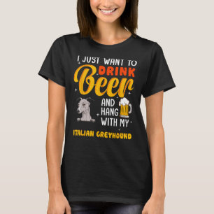 T-shirt Papa Lévrier Italien Je veux juste boire de la biè