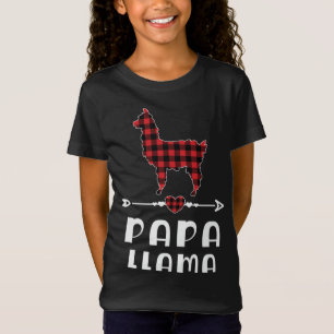 T-Shirt Papa Llama Noël Rouge Plaid Buffalo Famille Matc