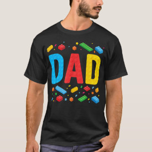 T-shirt Papa Maître Constructeur Briques Blocs Famille