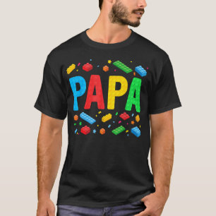 T-shirt Papa Maître Constructeur Briques Blocs Famille