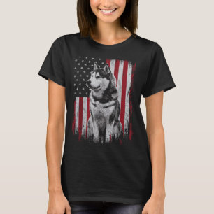 T-shirt Papa Maman Chien Husky Sibérien Amérique 4 juillet