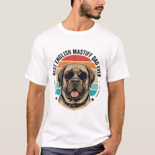 T-shirt Papa Mastiff Anglais Vintage Coucher de soleil Chi
