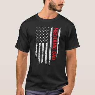 T-shirt Papa Mécanicien Américain Drapeau Américain 4 Juil