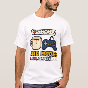 T-shirt Papa Mode PV Bas Café Vide Rétro Pixel Gamer Café