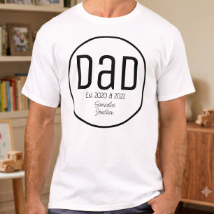 T-shirt Papa Moderne avec Noms Simples des Enfants