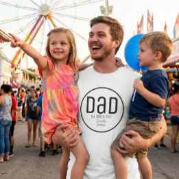 T-shirt Papa Moderne Dates Simples Noms des Enfants