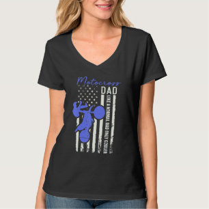 T-shirt Papa Motocross Drôle Drapeau Américain US Refroidi