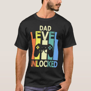 T-shirt Papa Niveau Déverrouillé Joyeux Père Jour Joueur P