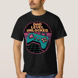 T-shirt PAPA NIVEAU DÉVERROUILLÉ - Trophée de succès Pixel