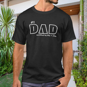 T-shirt Papa numéro un certifié par les enfants en typogra